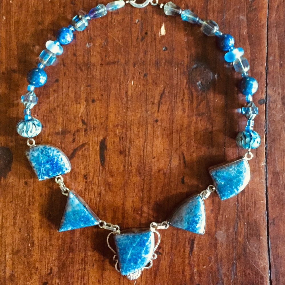 🌞🌛✨Fabulous Artist Made Silver Lapis Necklace